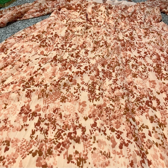 ELOQUII Size 26 Pleated Off The Shoulder Midi Dress Crinkle Chiffon Pink - Picture 11 of 12